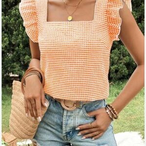 Orange Gingham Women's Top